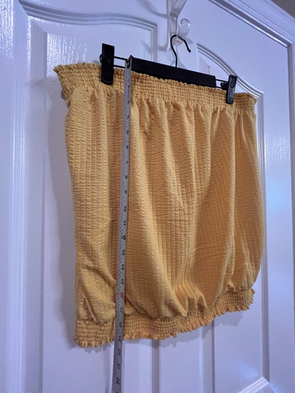 Anthropologie XL Yellow Seersucker Cotton Tube / Strapless Blousson Top - Picture 5 of 7